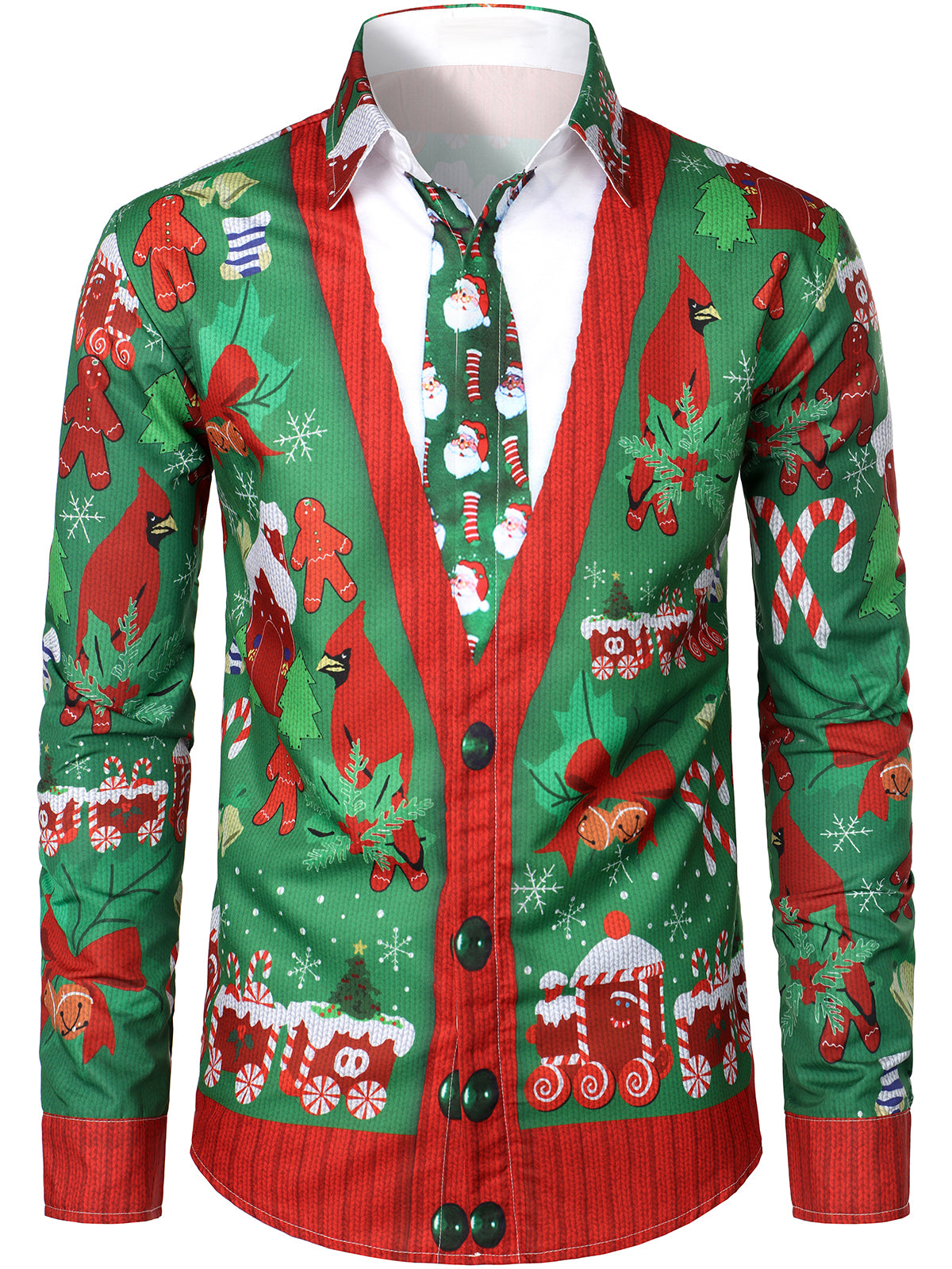 Men's Christmas Print Regular Fit Long Sleeve Shirt