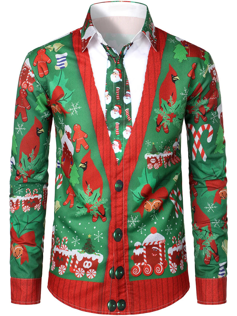 Bundle Of 2|Men's Printed Regular Fit Festive Long Sleeve Shirt