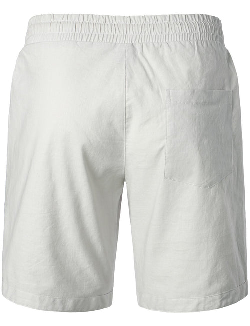 Men's Solid Color Linen Cotton Casual Shorts