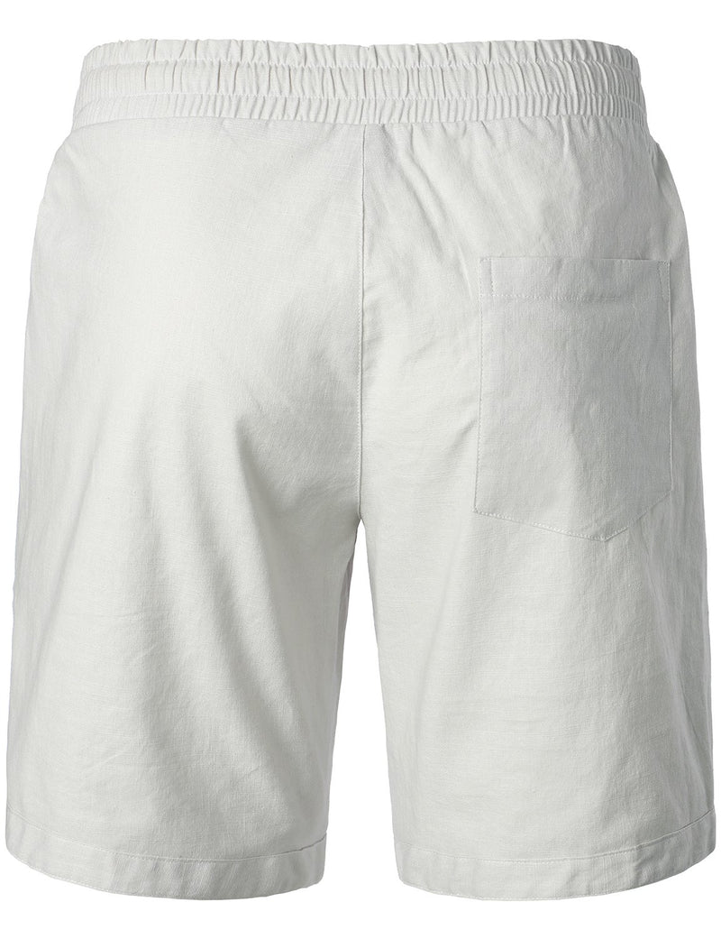 Men's Solid Color Linen Cotton Casual Shorts