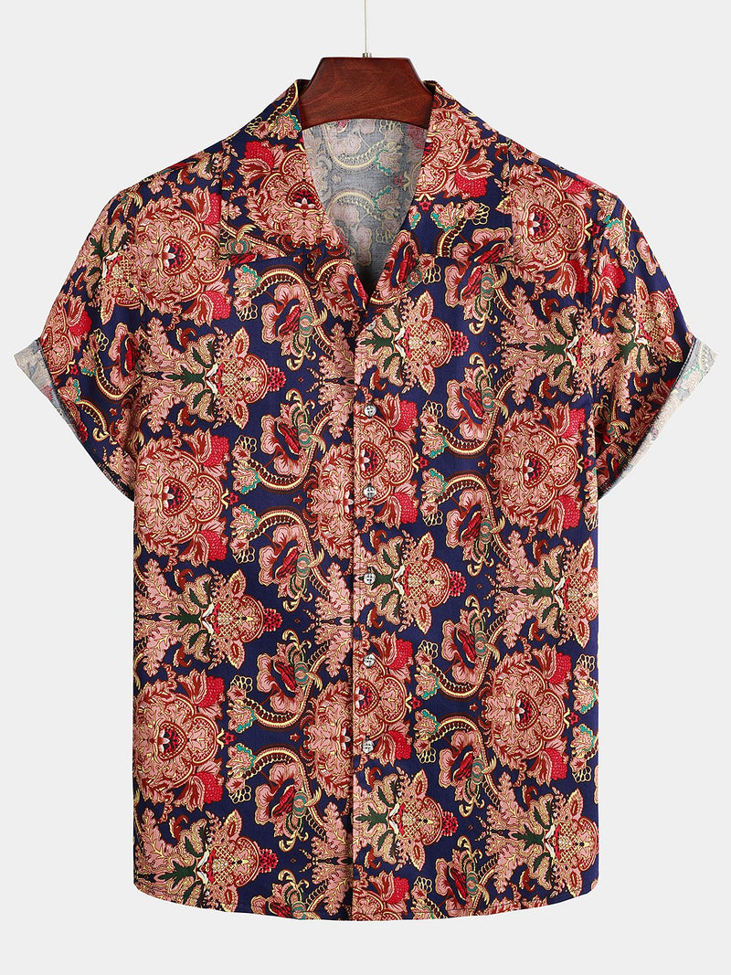 Men's Vintage Short Sleeve Cotton Shirt