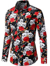 Men's Floral Long Sleeve Cotton Casual Button Down Shirt