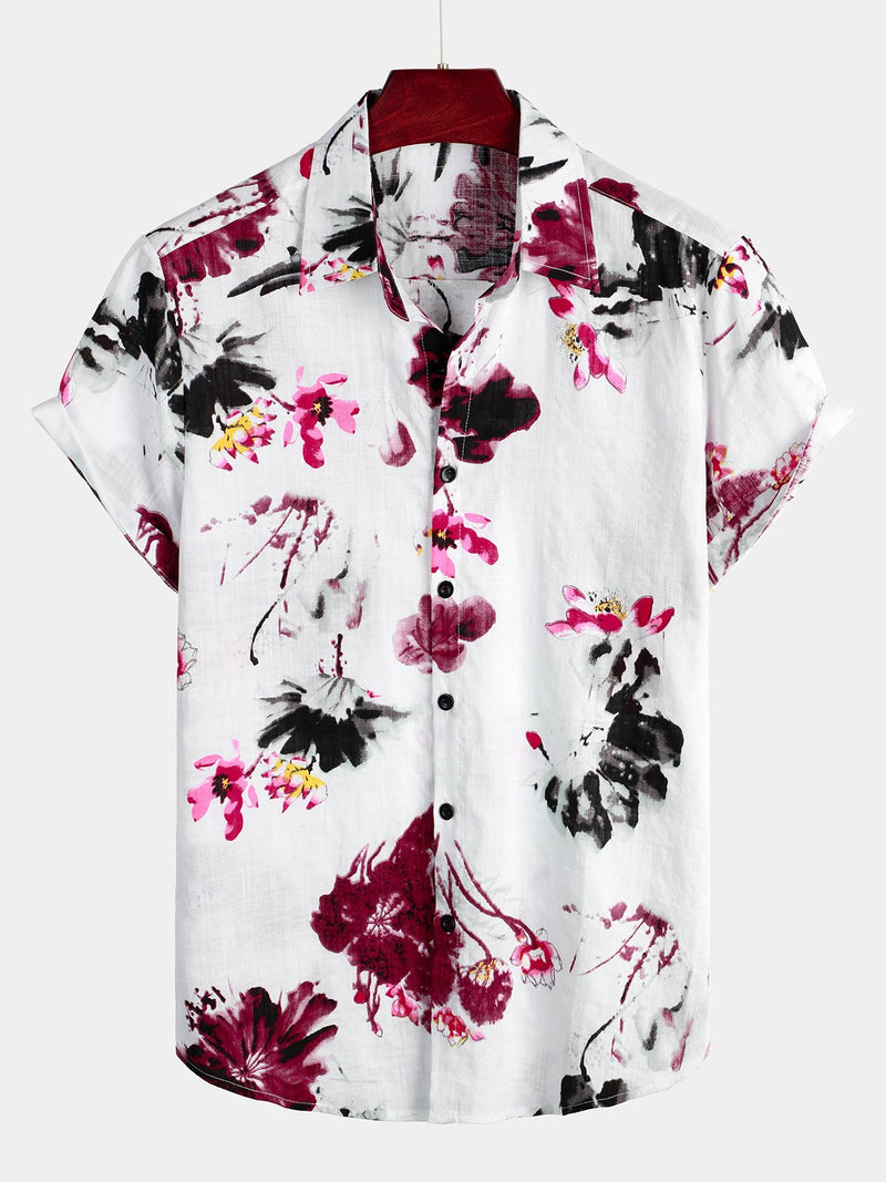 Men's Floral Cotton Pocket Tropical Hawaiian Shirt