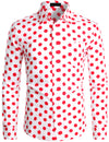 Men's Polka Dots Pocket Cotton Long Sleeve Shirt
