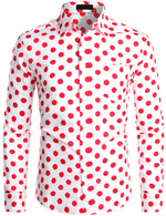 Men's Polka Dots Pocket Cotton Long Sleeve Shirt