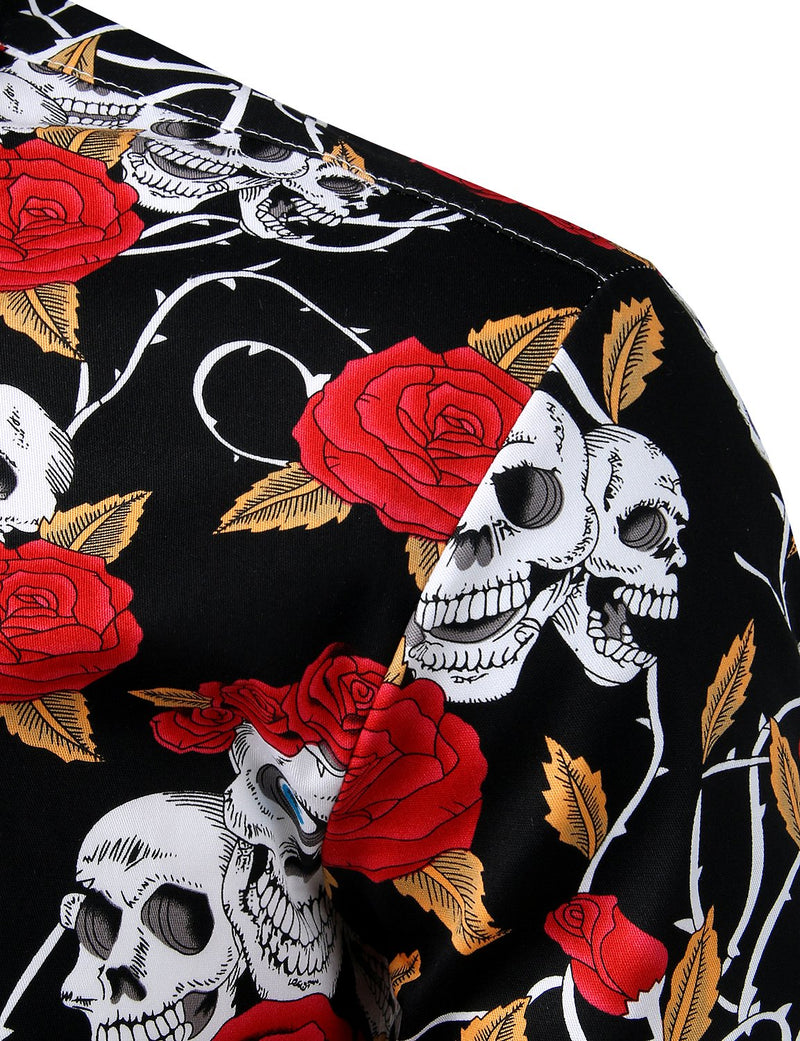 Men's Floral Long Sleeve Cotton Casual Button Down Shirt