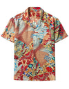 Men's Holiday Red Retro 70s Short Sleeve Shirt