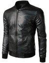 Men's Metallic Sequins Baseball Bomber Jacket Disco Party Costume