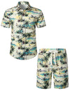 Men's Summer Casual Hawaiian Shirt & Shorts Set