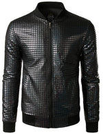 Men's Metallic Sequins Baseball Bomber Jacket Disco Party Costume