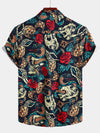 Men's Skull Print Short Sleeve Hawaiian Shirt