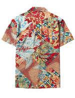 Men's Holiday Red Retro 70s Short Sleeve Shirt