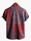 Men's Short Sleeve Striped Printed Retro Cotton Shirt