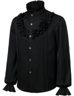 Mens Ruffle Pirate Shirts Medieval Renaissance Cosplay Costume Steampunk Victorian Tops