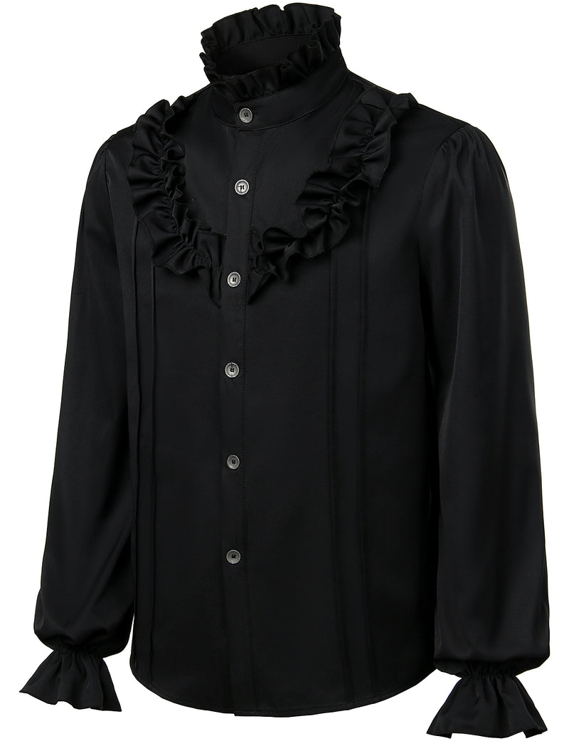 Mens Ruffle Pirate Shirts Medieval Renaissance Cosplay Costume Steampunk Victorian Tops