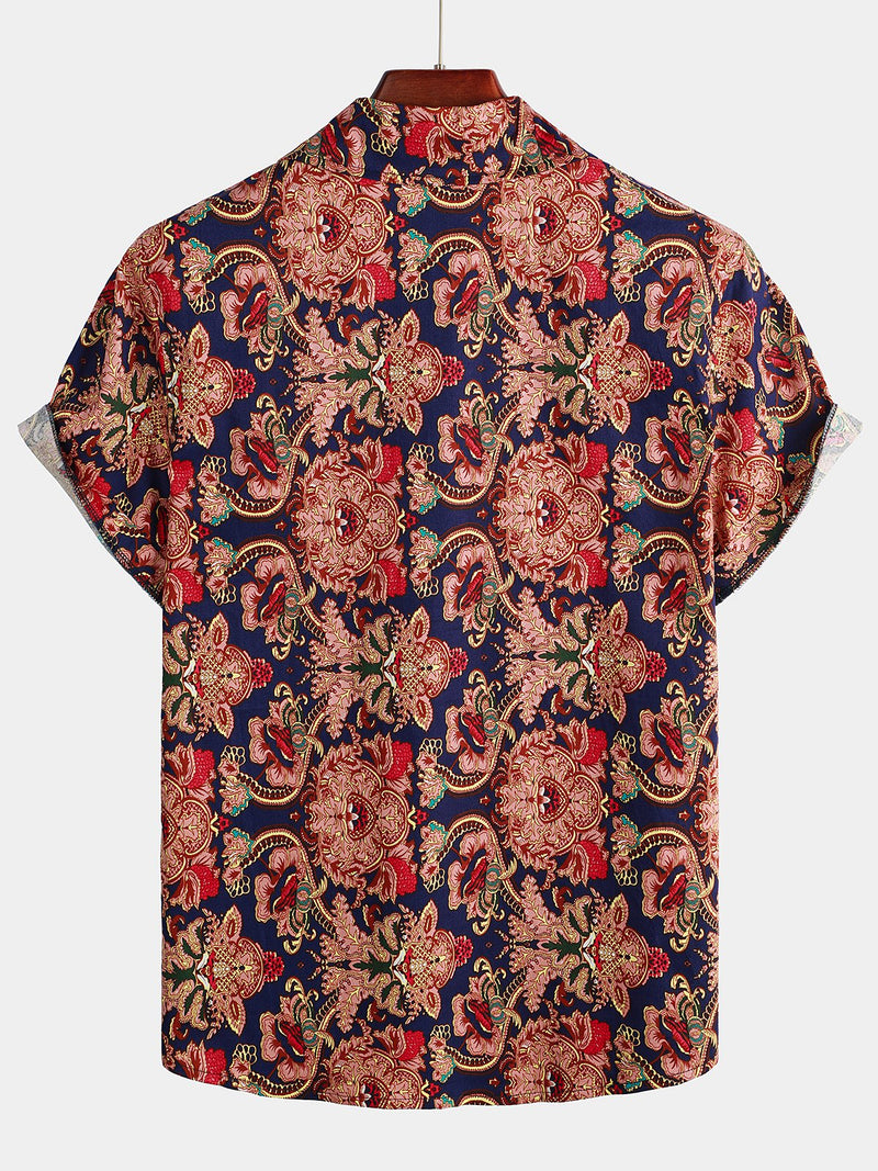 Men's Vintage Short Sleeve Cotton Shirt