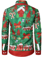 Bundle Of 3|Men's Christmas Print Regular Fit Long Sleeve Shirt