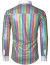 Men's Dress Shirt Sequins Button Down Long Sleeve Shirts Disco Party Costume