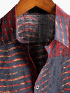 Men's Short Sleeve Striped Printed Retro Cotton Shirt