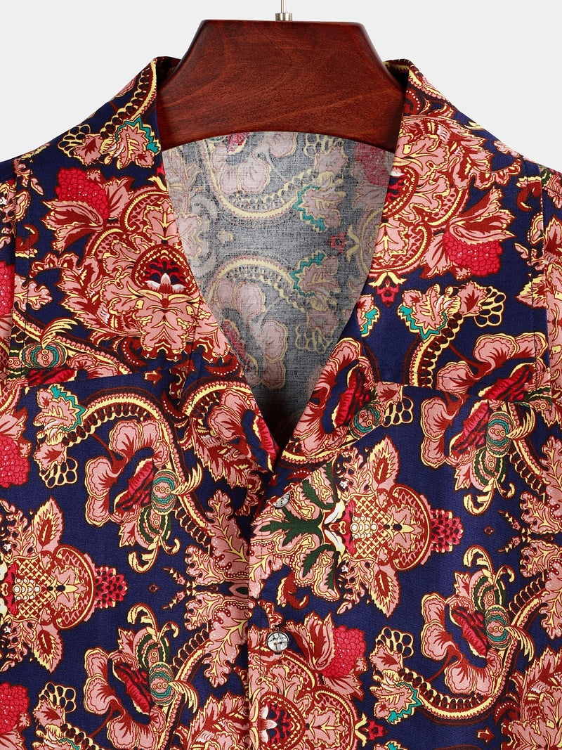 Men's Vintage Short Sleeve Cotton Shirt