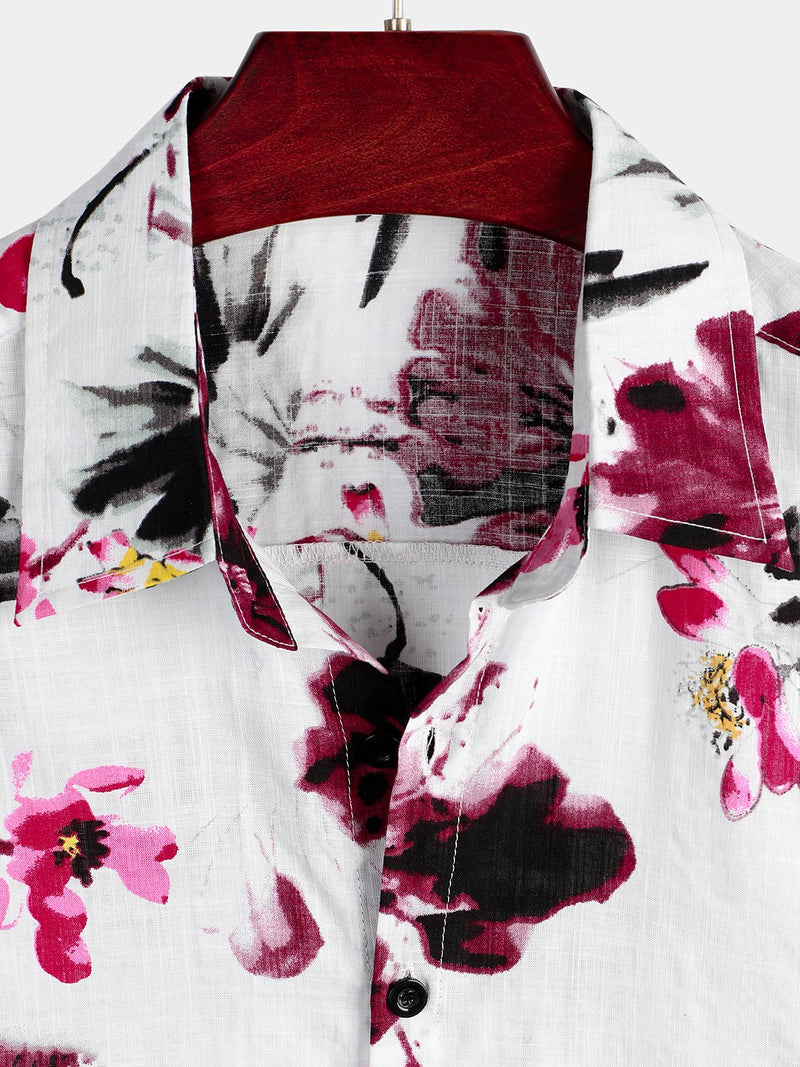 Men's Floral Cotton Pocket Tropical Hawaiian Shirt