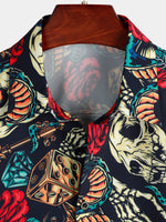 Men's Funny Skull Print Short Sleeve Shirt