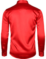 Mens Dress Shirt Silver Sequins Long Sleeve Button Down Disco Shirt Party Costume