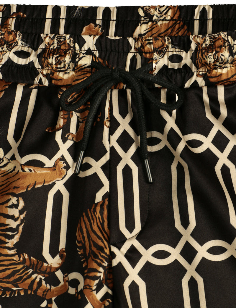 Men's Retro Tiger Animal Casual Aloha Hawaiian Beach Shorts