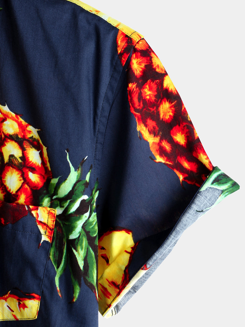 Men's Casual Pineapple Pattern Cotton Shirt