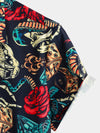 Men's Funny Skull Print Short Sleeve Shirt