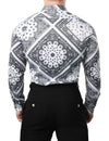 Men's Casual Paisley Print Floral Vintage Long Sleeve Dress Shirt