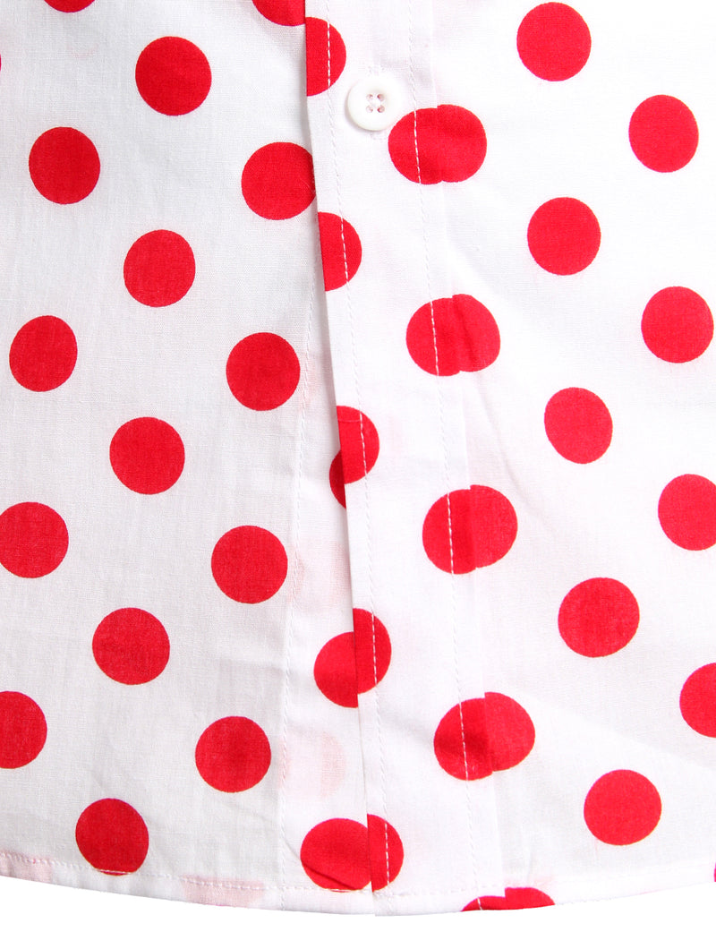 Men's Polka Dots Pocket Cotton Long Sleeve Shirt