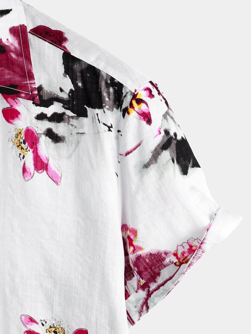 Men's Floral Cotton Pocket Tropical Hawaiian Shirt