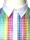 Men's Dress Shirt Sequins Button Down Long Sleeve Shirts Disco Party Costume
