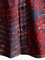 Men's Short Sleeve Striped Printed Retro Cotton Shirt