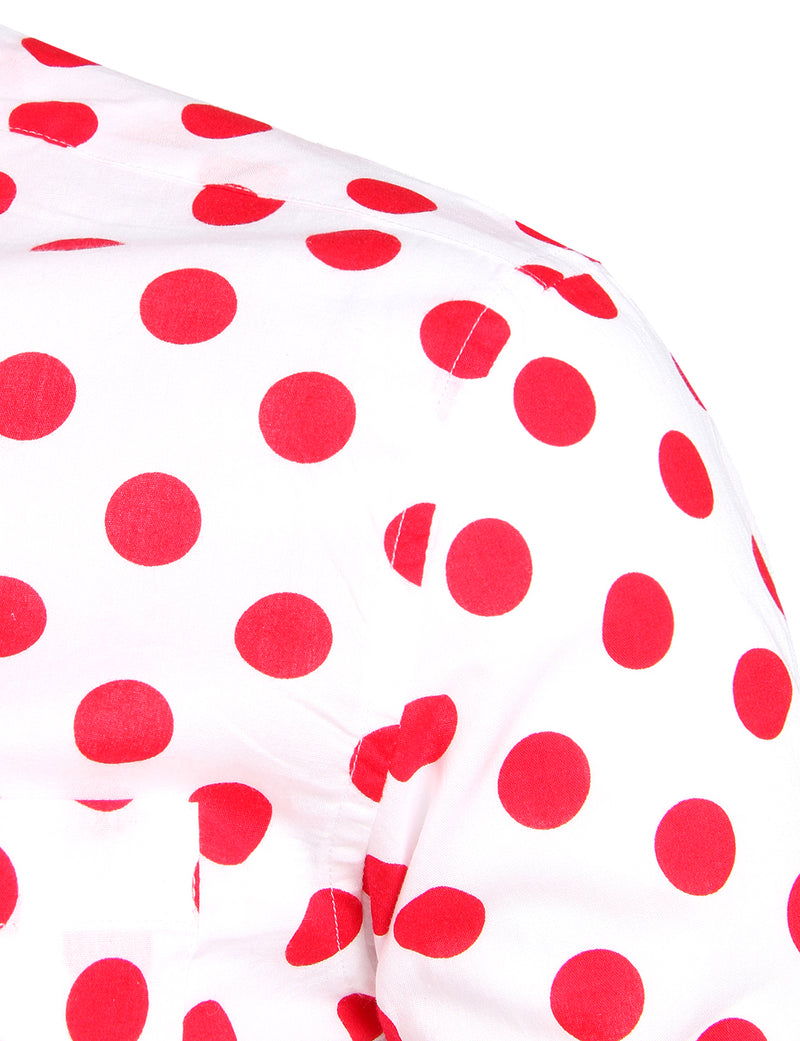 Men's Polka Dots Pocket Cotton Long Sleeve Shirt