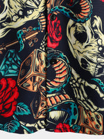 Men's Funny Skull Print Short Sleeve Shirt