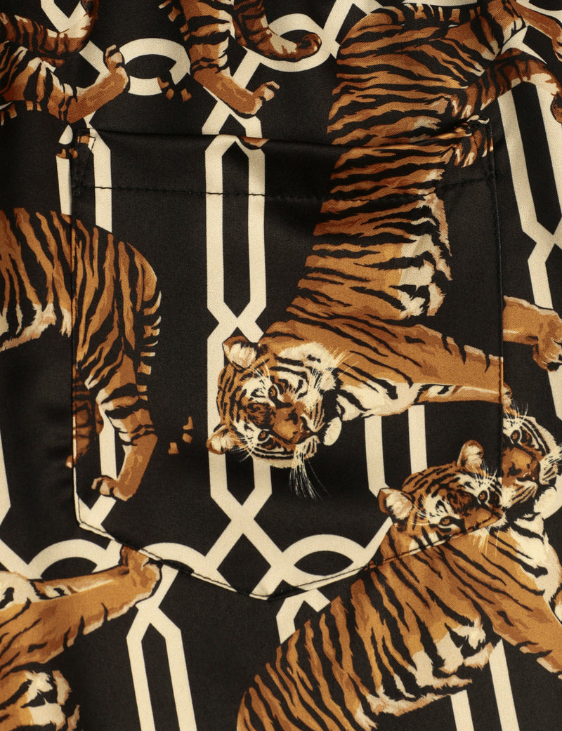 Men's Retro Tiger Animal Casual Aloha Hawaiian Beach Shorts