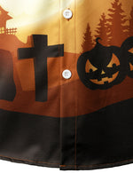 Men's Orange Pumpkin Halloween Short Sleeve Shirt