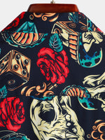 Men's Funny Skull Print Short Sleeve Shirt