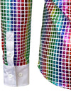 Men's Dress Shirt Sequins Button Down Long Sleeve Shirts Disco Party Costume