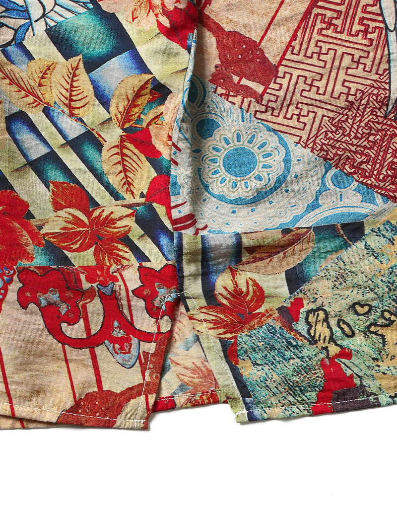 Men's Holiday Red Retro 70s Short Sleeve Shirt