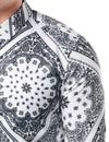 Men's Casual Paisley Print Floral Vintage Long Sleeve Dress Shirt