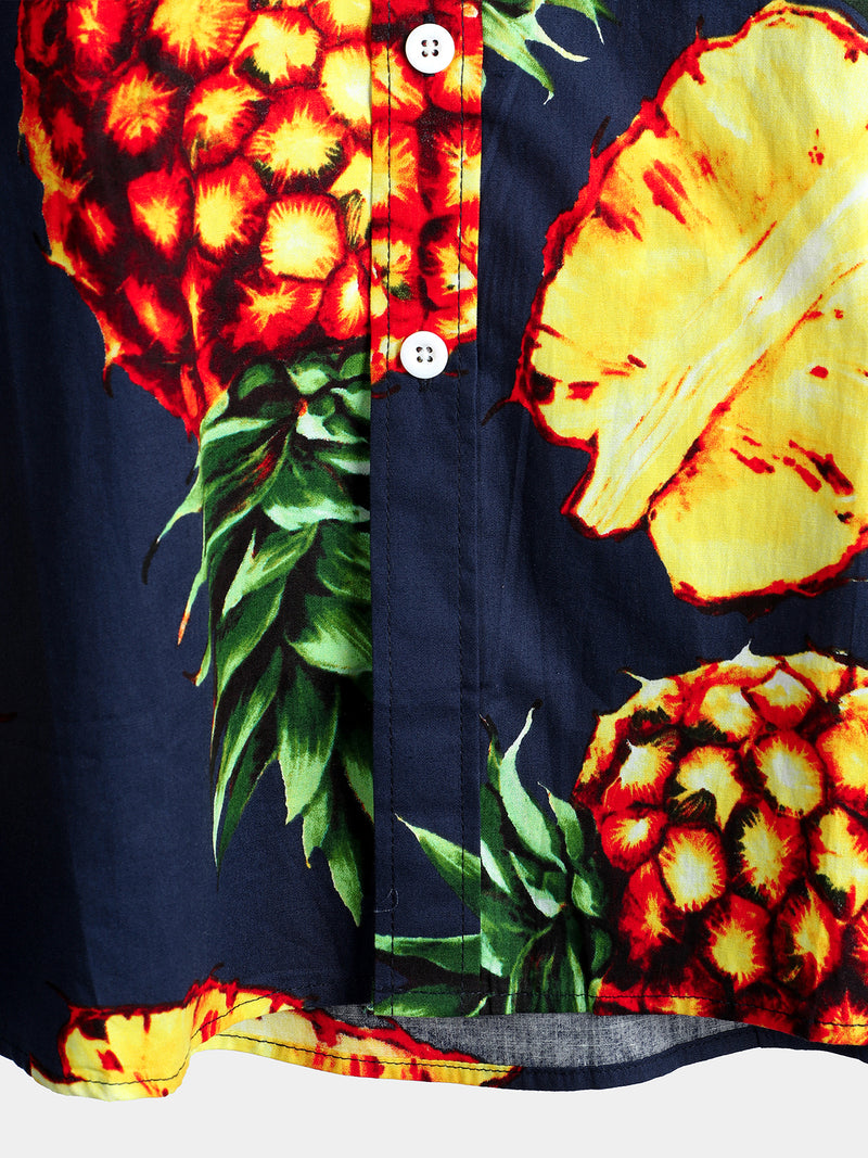 Men's Casual Pineapple Pattern Cotton Shirt