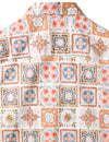 Men's Vintage Patchwork Floral Beige Breathable Boho Cotton Bohemian Short Sleeve Shirt