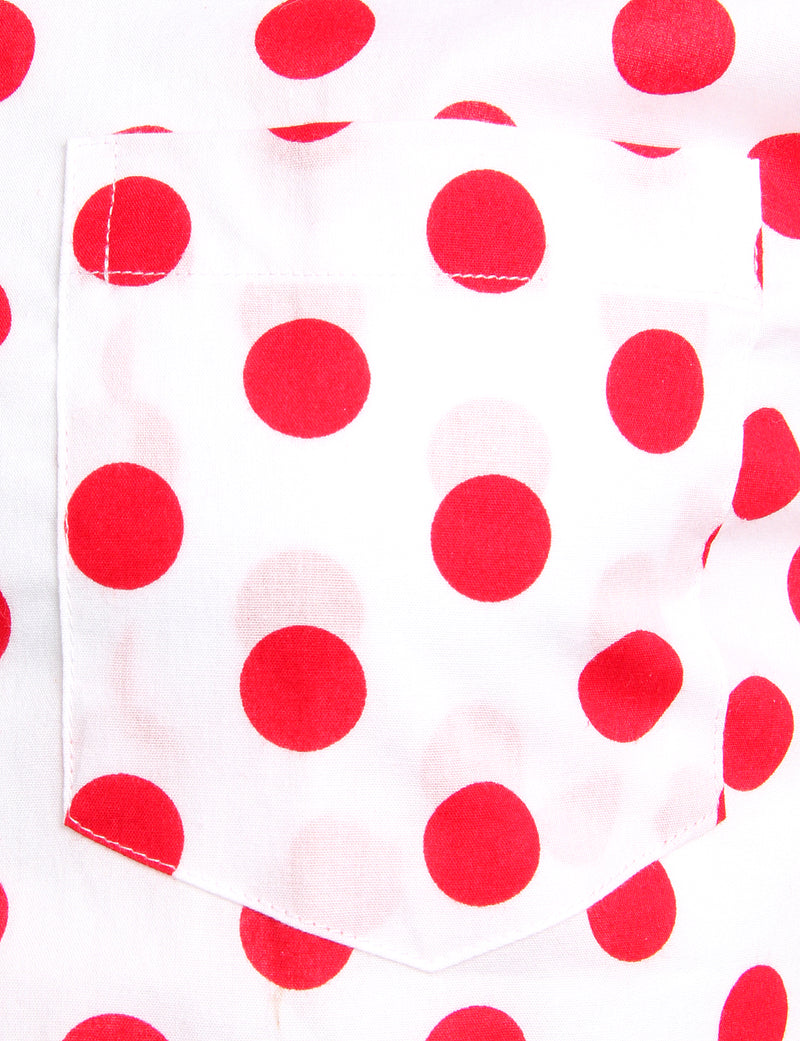Men's Polka Dots Pocket Cotton Long Sleeve Shirt