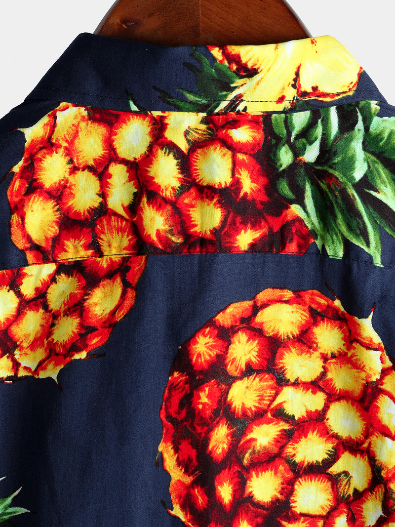 Men's Casual Pineapple Pattern Cotton Shirt