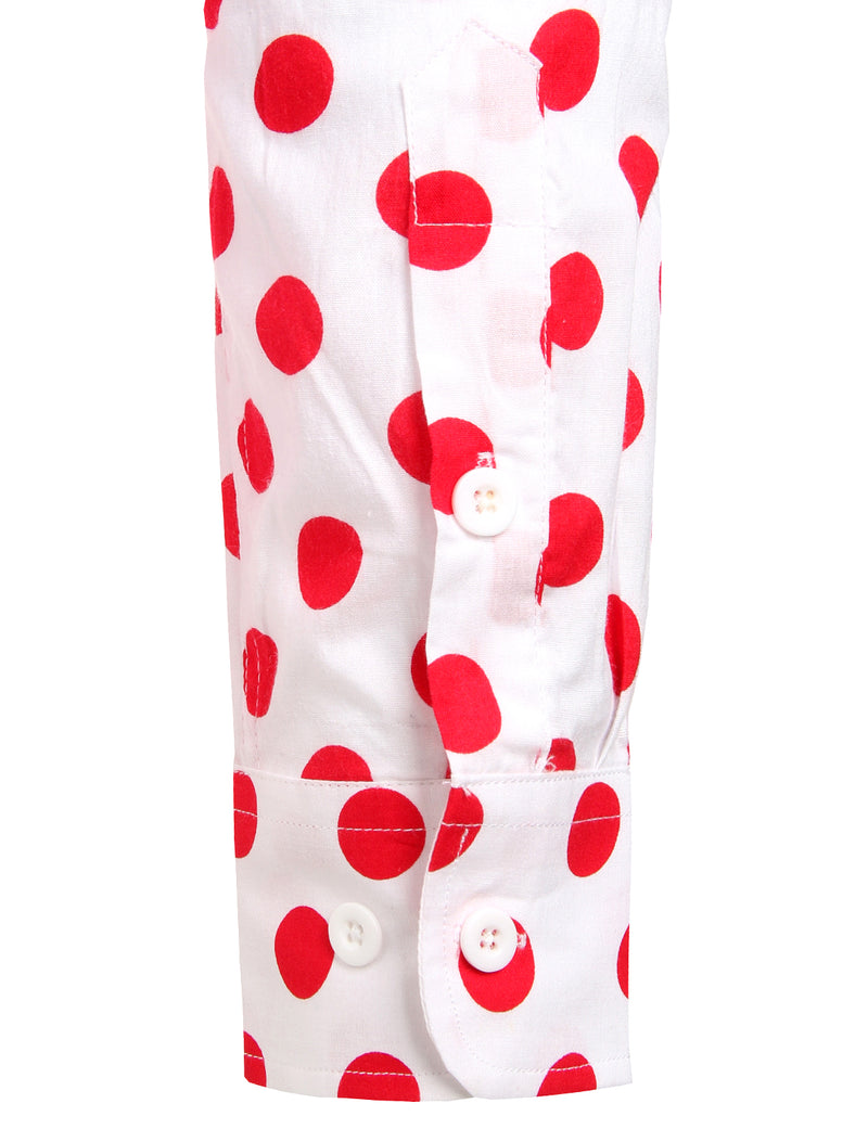 Men's Polka Dots Pocket Cotton Long Sleeve Shirt