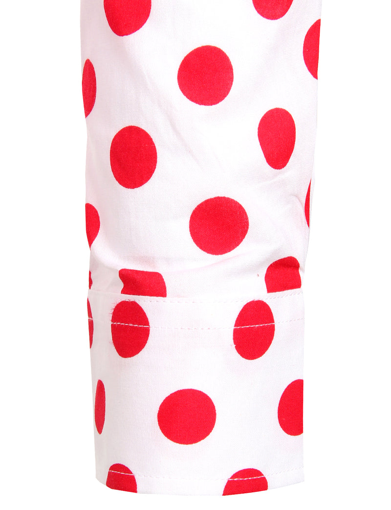 Men's Polka Dots Pocket Cotton Long Sleeve Shirt