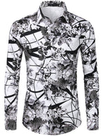 Men's Floral Long Sleeve Cotton Casual Button Down Shirt